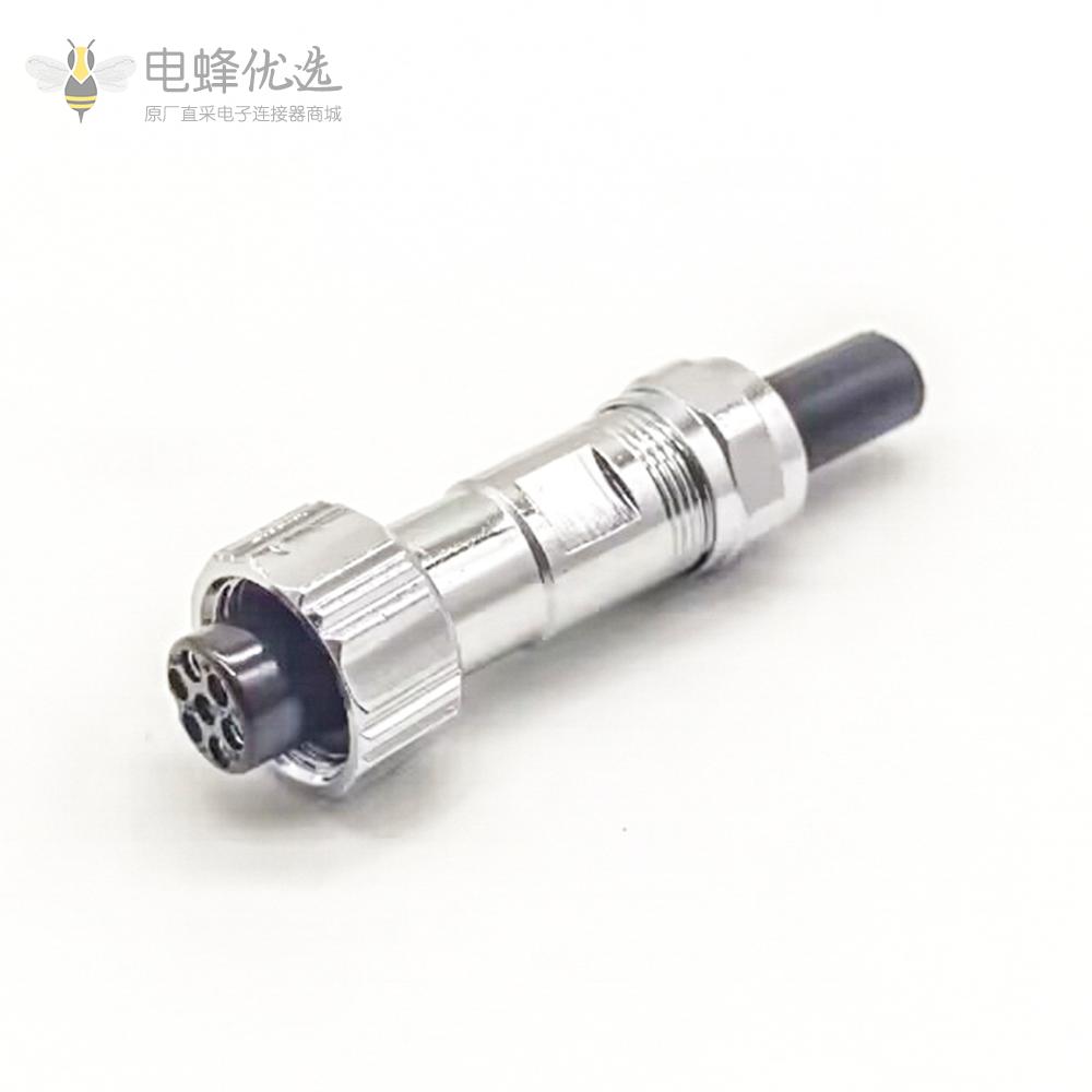 GX12直式7芯航空连接器5A125V焊线式IP67防水防尘母插头