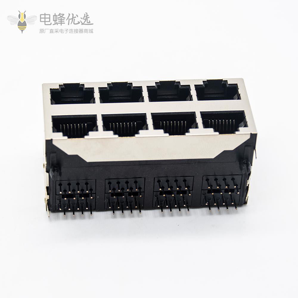 rj45接口2*4 8口双排RJ45 母头带屏蔽不带灯