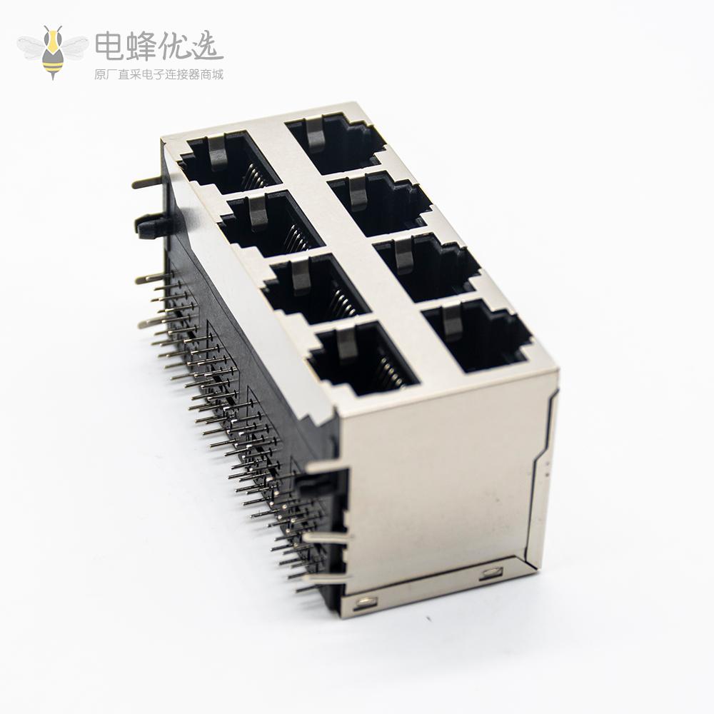 rj45接口2*4 8口双排RJ45 母头带屏蔽不带灯